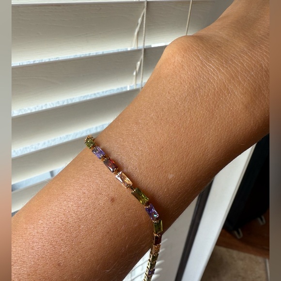 Multicolor Zirconia Tennis Bracelet 7”+3” extension - Picture 3 of 3